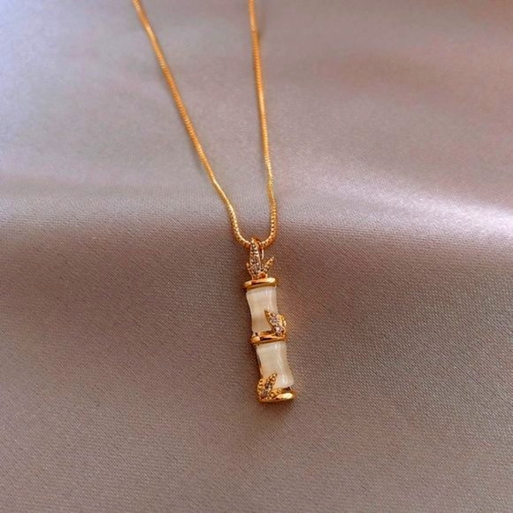 Petite Blossoming Bamboo Pendant Necklace - Picture 2 of 4